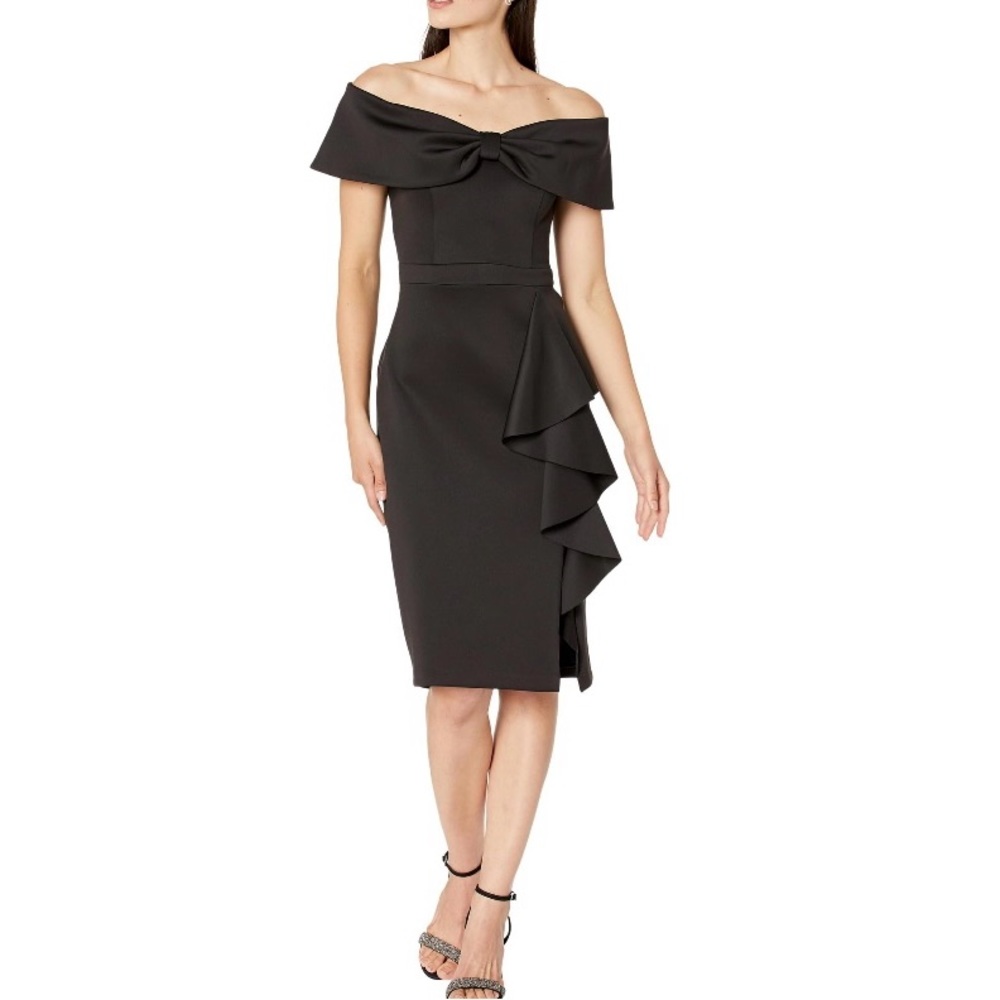 XSCAPE off the shoulder cocktail dress